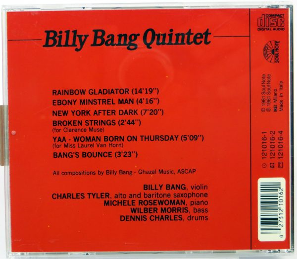 BILLY BANG QUINTET - Rainbow Gladiator - CD - obrazek 2