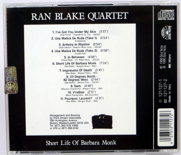 RAN BLAKE QUARTET - Short Life Of Barbara Monk - CD - obrazek 2