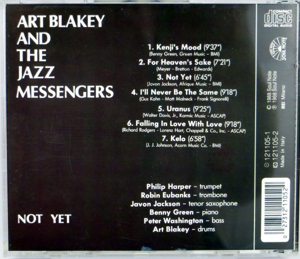 ART BLAKEY AND THE JAZZ MESSENGERS - Not Yet - CD - obrazek 2