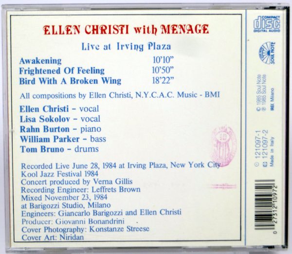 ELEN CHRISTI with MENAGE - Live At Irving Plaza - CD - obrazek 2