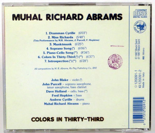 MUHAL RICHARD ABRAMS - Colors In Thirty-Third - CD - obrazek 2