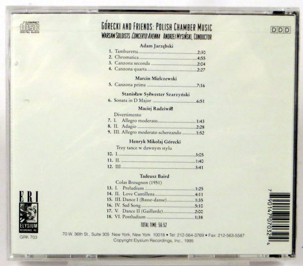 GÓRECKI AND FRIENDS: Polish Chamber Music / ANDRZEJ MYSIŃSKI - CD US 1995 - obrazek 2