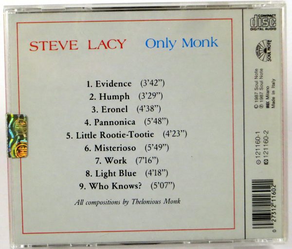 STEVE LACY - Only Monk - CD 1989 - obrazek 2