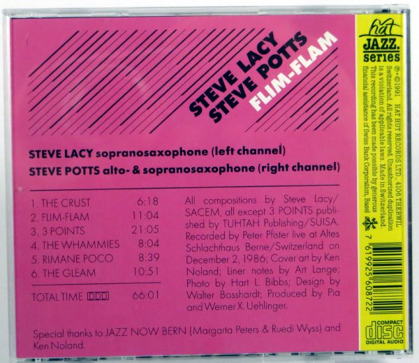 STEVE LACY & STEVE POTTS - Flim-Flam - CD 1991 - obrazek 2