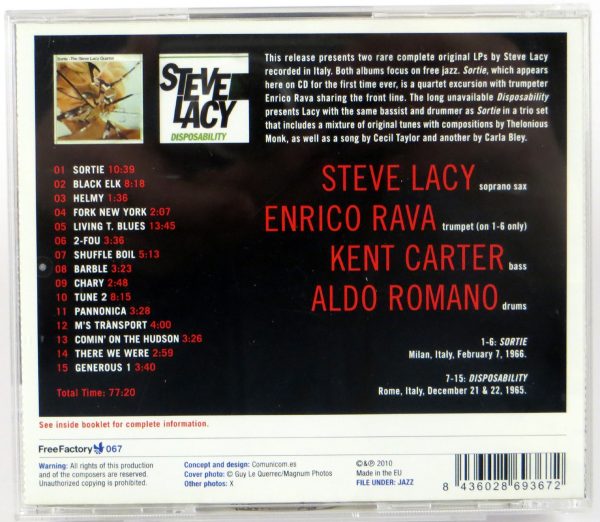 STEVE LACY - Sortie + Disposability - CD 2010 - obrazek 2