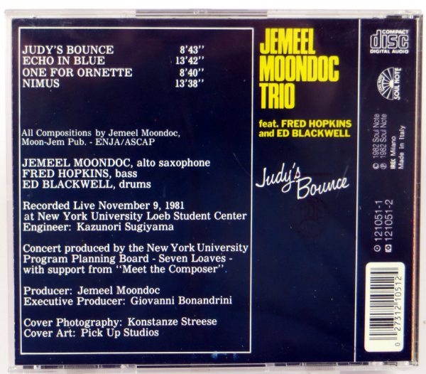 JEMEEL MOONDOC TRIO - Judy's Bounce - CD 1986 - obrazek 2