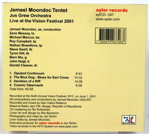 JEMEEL MOONDOC TENTENT & THE JUS GREW ORCHESTRA - Live At The Vision Festival - CD 2003 - obrazek 2