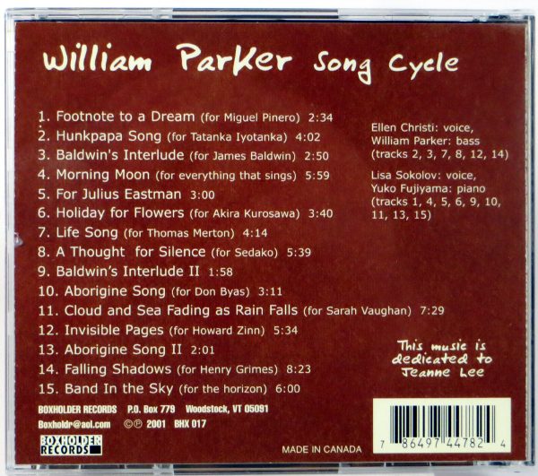 WILLIAM PARKER - Song Cycle - CD 2001 - obrazek 2