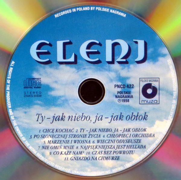 ELENI - Ty Jak Niebo, Ja Jak Obłok - PLATYNOWA PŁYTA POLSKIE NAGRANIA 1989 - obrazek 4