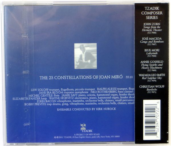 BOBBY PREVITE - The 23 Constellations Of Joan Miro - CD TZADIK 2001 - obrazek 2