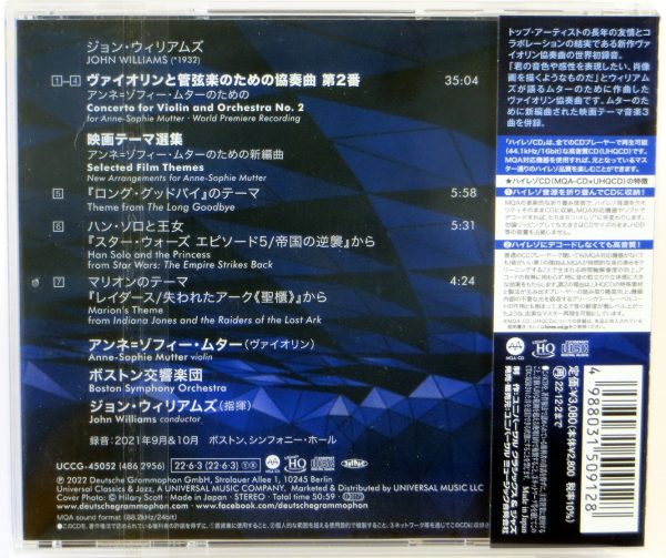JOHN WILLIAMS - Violin Concerto No. 2 / ANNE-SOPHIE MUTTER - MQA-CD Japonia 2022 - obrazek 2