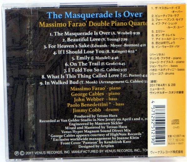 MASSIMO FARAO Double Piano Quartet - The Masquerade Is Over - CD Japan 2017 - obrazek 2