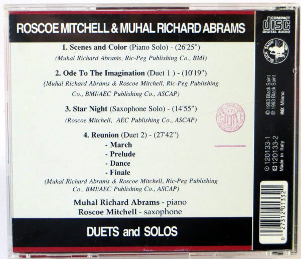 RASCOE MITCHELL & MUHAL RICHARD ABRAMS - Duets And Solos  - CD 1993 - obrazek 2
