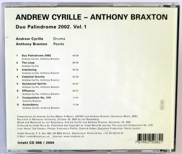 ANDREW CYRILLE / ANTHONY BRAXTON - Duo Palindrome 2002. Vol. 1 - CD - obrazek 2