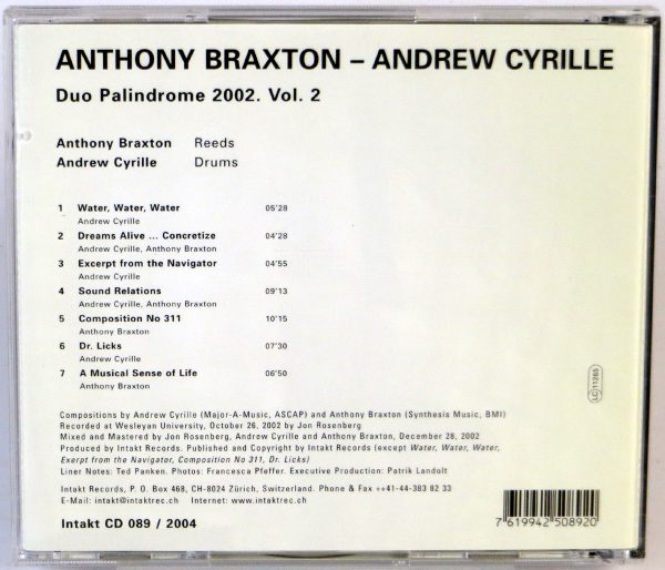 ANDREW CYRILLE / ANTHONY BRAXTON - Duo Palindrome 2002. Vol. 2 - CD - obrazek 2