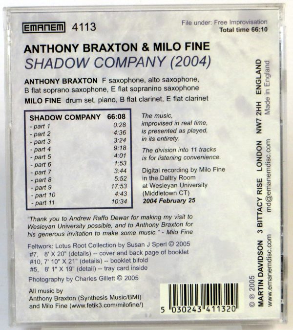 ANTHONY BRAXTON / MILO FINE - Shadow Company (2004) - CD - obrazek 2