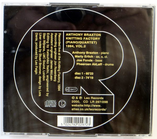 ANTHONY BRAXTON - Knitting Factory (Piano/Quartet) 1994, Vol. 2 - 2 CD - obrazek 2
