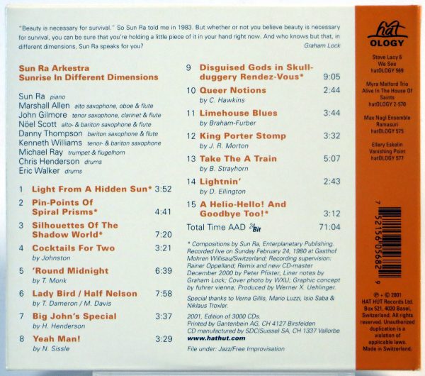 SUN RA ARKESTRA - Sunrise In Different Dimensions - CD 2001 - obrazek 2