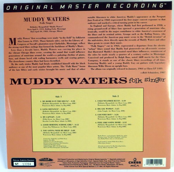 MUDDY WATERS - Folk Singer - LP US 1994 MFSL - obrazek 2