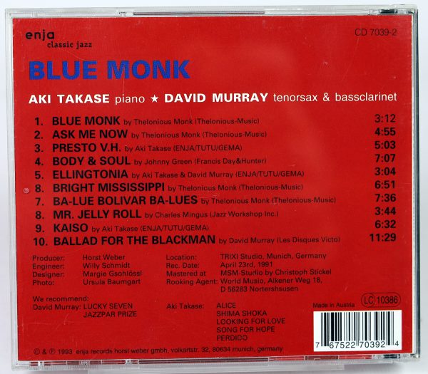 AKI TAKASE / DAVID MURRAY - Blue Monk - CD 1993 - obrazek 2